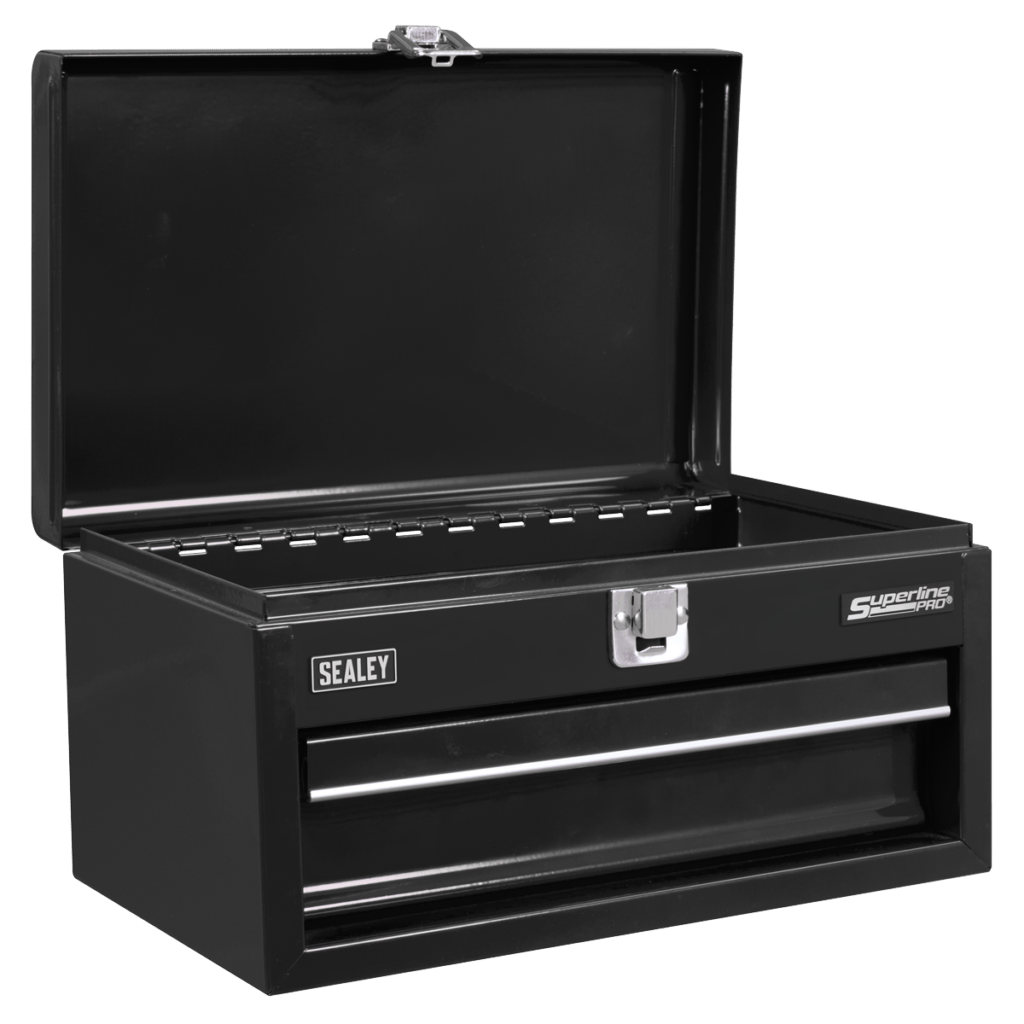 • COMPACT DESIGN - Mini toolbox ideal for the storage of frequently used hand tools or stationary equipment to keep working area tidy and organised. • BALL-BEARING SLIDES - Single drawer fitted with ball-bearing slides. • OVERALL SIZE (W x D x H): 260 x 166 x 142mm. • 5 Year Guarantee*.